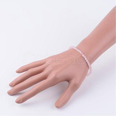 Natural Rose Quartz Beaded Stretch Bracelets BJEW-JB02459-01-1