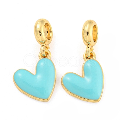 Rack Plating Alloy Enamel Heart European Dangle Charms FIND-B034-20G-05-1