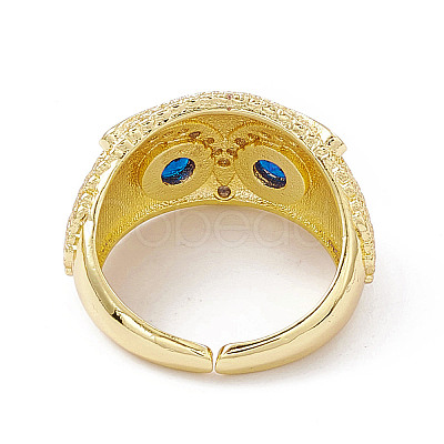 Cubic Zirconia Owl Open Cuff Rings RJEW-P079-01G-01-1