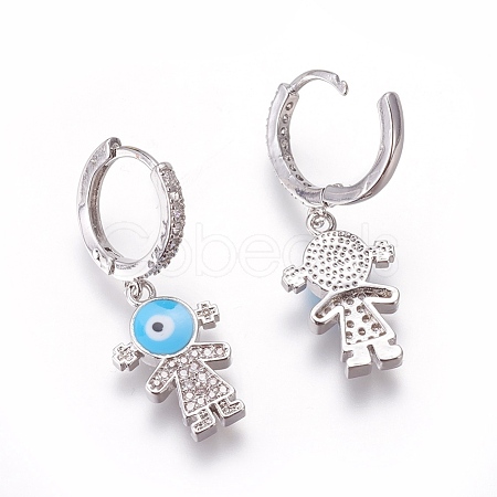 (Jewelry Parties Factory Sale)Brass Cubic Zirconia Hoop Earrings EJEW-O084-01P-C-1