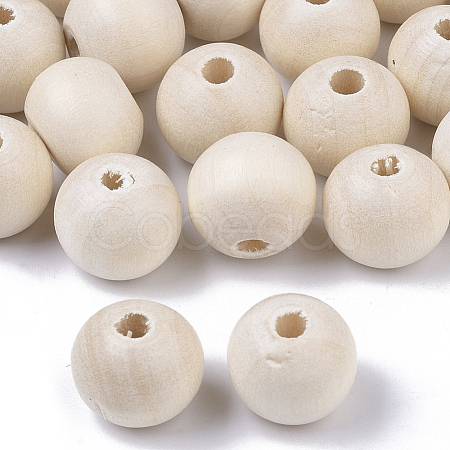 Unfinished Natural Wood Beads X-WOOD-S651-A10mm-LF-1