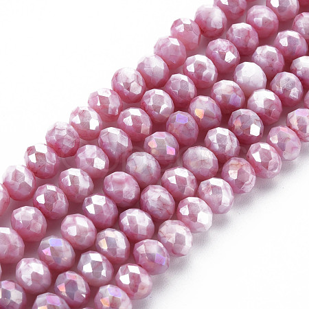 Opaque Baking Painted Glass Beads Strands EGLA-N006-010A-B02-1