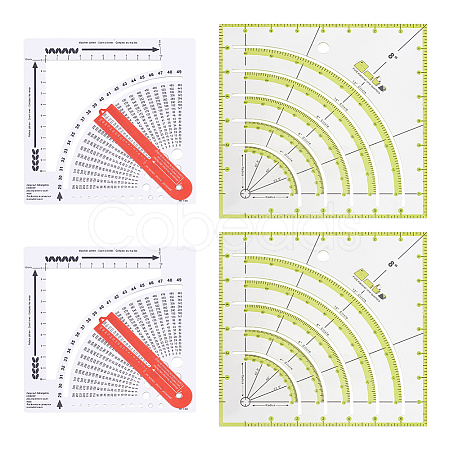 DICOSMETIC 2Pcs 2 Styles Square Fabric Cutting Rulers TOOL-DC0001-15-1