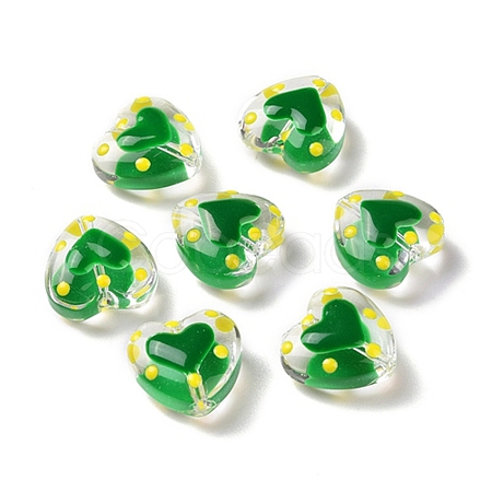 Glass Heart Beads GLAA-D005-01C-1