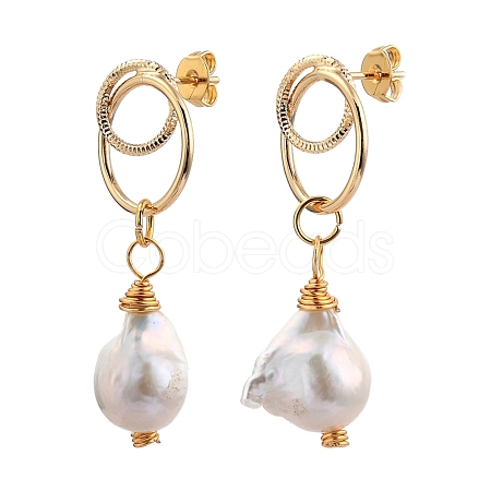 Brass Dangle Stud Earrings EJEW-JE04232-02-1