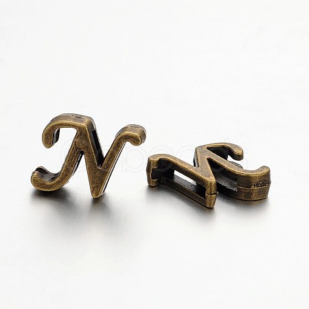 Tibetan Style Antique Bronze Plated Alloy Letter Slide Charms PALLOY-J542-N-NF-1