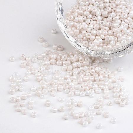 DIY Craft Beads 8/0 Opaque Colors Lustered Round Glass Seed Beads X-SEED-A012-3mm-121-1