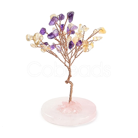 Natural Citrine & Amethyst Chips Tree Decorations DJEW-S001-01E-1