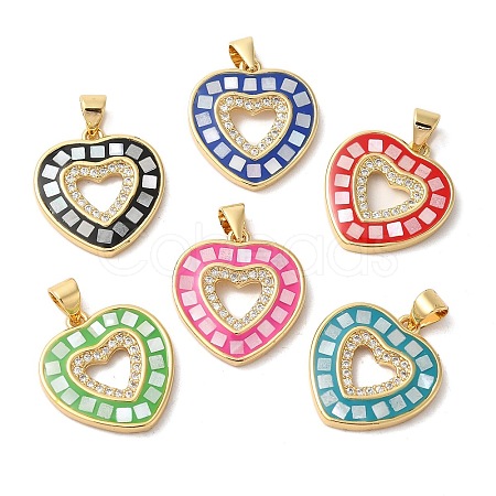 Rack Plating Brass Cubic Zirconia Pendants KK-K385-60G-1