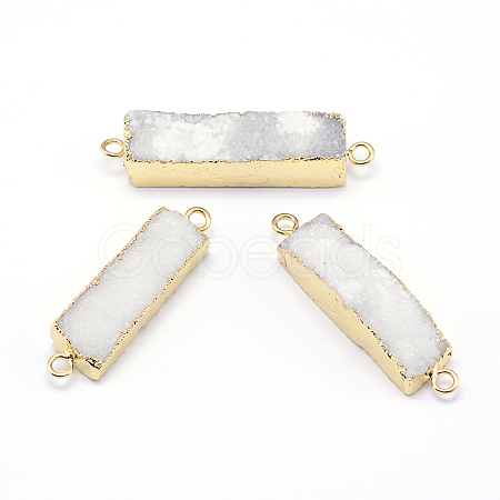 Natural Druzy Crystal Rectangle Links Connectors G-P090-13-1