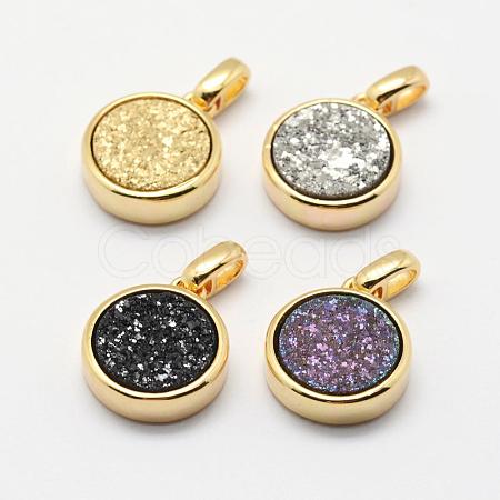 Natural Druzy Agate Charms G-G720-06G-1