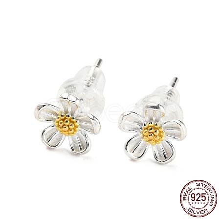 Two Tone 999 Sterling Silver Stud Earrings STER-P052-A01-S-1