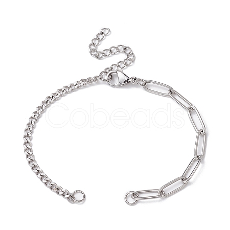 304 Stainless Steel Curb & Paperclip Chains Bracelet Making BJEW-JB10030-02-1