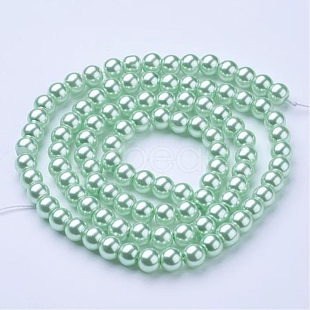 Round Glass Pearl Beads Strands JPS8MMY-3-1
