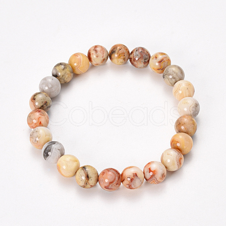 Natural Crazy Agate Beaded Stretch Bracelets BJEW-Q692-06-8mm-1