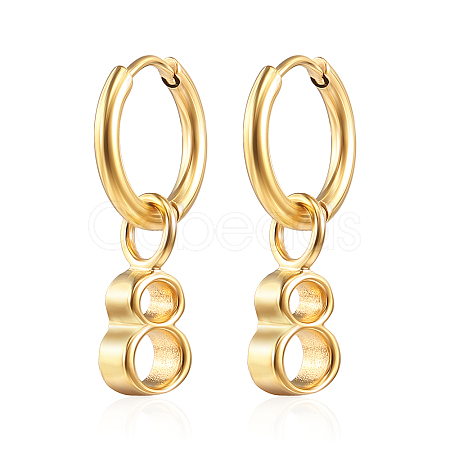Stylish Stainless Steel Number 8 Pendant Earrings for Women's Daily Wear KV1004-1-1