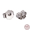 Rhodium Plated 925 Sterling Silver Friction Ear Nuts, with 925 Stamp, Real Platinum Plated, 5x6x3mm, Hole: 0.8mm, about 88pcs/10g