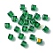 100Pcs Transparent Electroplate Glass Beads, AB Color Plated, Faceted, Cube, Dark Green, 7x7x7mm, Hole: 1.6mm