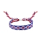 Rhombus Polyester Braided Cord Bracelet, Ethnic Tribal Adjustable Bohemia Bracelet, Blue, 7-1/8 inch(18cm)