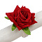 Burlap Napkin Rings, with Polyester Artificial Rose, Napkin Holder Adornment, Wedding Restaurant Daily Accessories, Red, 80x60mm