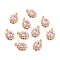 Real 18K Gold Plated Brass Micro Pave Cubic Zirconia Charms, Cadmium Free & Nickel Free & Lead Free, Oval, Pink, 12x8x3mm, Hole: 1.2mm