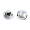 ABS Plastic Imitation Pearl Beads, with Enamel, Round with Bird, Black, 12x11.5mm, Hole: 2mm