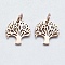 316 Surgical Stainless Steel Pendants, with Cubic Zirconia, Tree, Clear, Real Rose Gold Plated, 12x12x2mm, Hole: 3mm