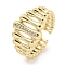 Brass Micro Pave Cubic Zirconia Cuff Rings, Open Rings for Women, Long-Lasting Plated, Golden, Adjustable