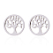 Non-Tarnish 304 Stainless Steel Tree of Life Stud Earrings for Women, Stainless Steel Color, 10mm