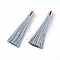 Polyester Tassel Big Pendant Decorations, with Alloy Finding, Golden, Gray, 58~65x7~25mm, Hole: 1.5mm