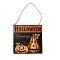 Halloween Wooden Door Hanging Welcome Sign Board, with Hemp Rope, for Home Office School Outdoor Decorations, Square, Pumpkin Pattern, 150x150x5mm