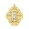 Brass Pendants with Cubic Zirconia, Electrophoretic Color Preservation, Square Charms, Golden, 27x20x3.5mm, Hole: 2mm