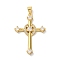 Brass Micro Pave Cubic Zirconia Pendants, Cross, Real 18K Gold Plated, 34.5x24x3.5mm, Hole: 4.5x3.5mm