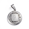 Non-Tarnish 304 Stainless Steel Pendants, Flat Round with 12 Constellation/Zodiac Sign, Stainless Steel Color, Libra, 29x25x4.5mm, Hole: 9x5mm