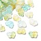 Gradient Color Transparent Acrylic Beads, with Golden Foil, Butterfly, Green Yellow, 7.5x10x3.5mm, Hole: 1.5mm, hole: 1.5mm, about: 3571pcs/500g