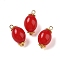 Acrylic Pendants, with Brass Loops, Oval, Red, 19.5x10.5mm, Hole: 1.8mm