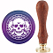 Brass Wax Seal Stamp with Handle, for DIY Scrapbooking, Skull & Magic Circle Pattern, 3.5x1.18 inch(8.9x3cm)