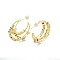 Brass Cube Beaded Crescent Moon Stud Earrings, Chunky Half Hoop Earrings for Women, Real 18K Gold Plated, 30x28.5x4mm, Pin: 0.9mm