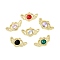 Rack Plating Alloy Pendants, with Rhinestone, Wing, Mixed Color, Golden, 13.5x22x5mm, Hole: 2mm