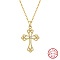 925 Sterling Silver Pave Clear Cubic Zirconia Knot Cross Pendant Necklaces for Women, Real 18K Gold Plated, 17.72 inch(45cm)