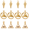 CREATCABIN 12Pcs 3 Style Brass Pendants, with Cubic Zirconia, Evil Eye Charm, Real 18K Gold Plated, 13~22x7~20x1.5~3.5mm, Hole: 2.4~3.5mm, 4pcs/style