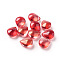 Transparent Glass Beads, with Glitter Powder, Dyed & Heated, Teardrop, Red, 12x9x6mm, Hole: 1mm