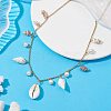 Natural Spiral Shell & Glass Pearl Charms Bib Necklace NJEW-JN04591-2