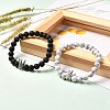 Natural Lava Rock & Howlite Aromatherapy Anxiety Essential Oil Diffuser Bracelets Set for Men Women BJEW-JB06729-2