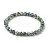 Natural Green Spot Jasper Round Beaded Stretch Bracelets for Women Men BJEW-JB11369-2