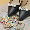 DELORIGIN 2 Pairs Rhinestone with Plastic Pearl Shoe Decoration AJEW-DR0001-43-6