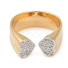 Heart Brass Micro Pave Clear Cubic Zirconia Open Cuff Ring for Women X-RJEW-Q819-20G-2