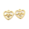 Brass Pave Shell Heart with Bowknot Charms KK-Z044-03G-1