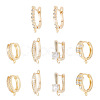 5 Pair 5 Style Brass Micro Pave Clear Cubic Zirconia Hoop Earring Findings KK-TA0001-17-10