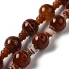 Natural Dyed & Heated Banded Agate 3-Hole Guru Bead Strands G-K149-55-1